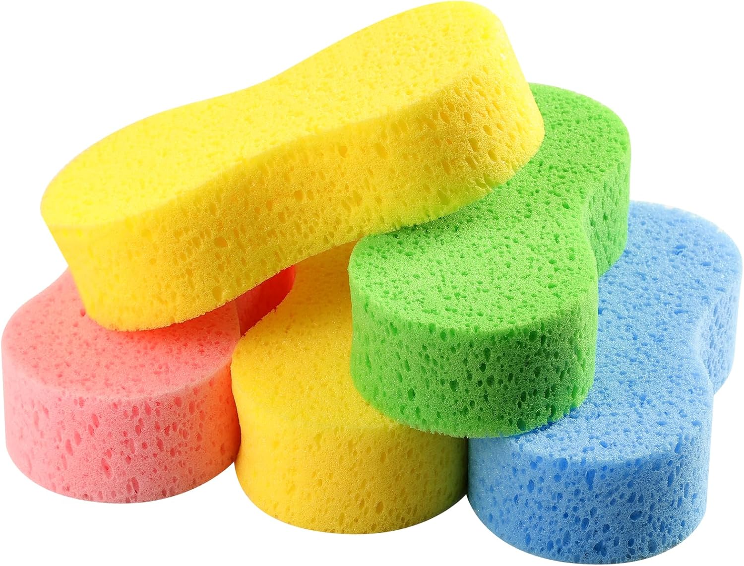 Temede Car Wash Sponge 5pcs, Large All Purpose Sponges for Cleaning, 2.4in Thick Foam Scrubber Kit, Sponges for Dishes, Tile, Bike, Boat, Easy Grip Sponge for Kitchen, Bathroom, Household Cleaning