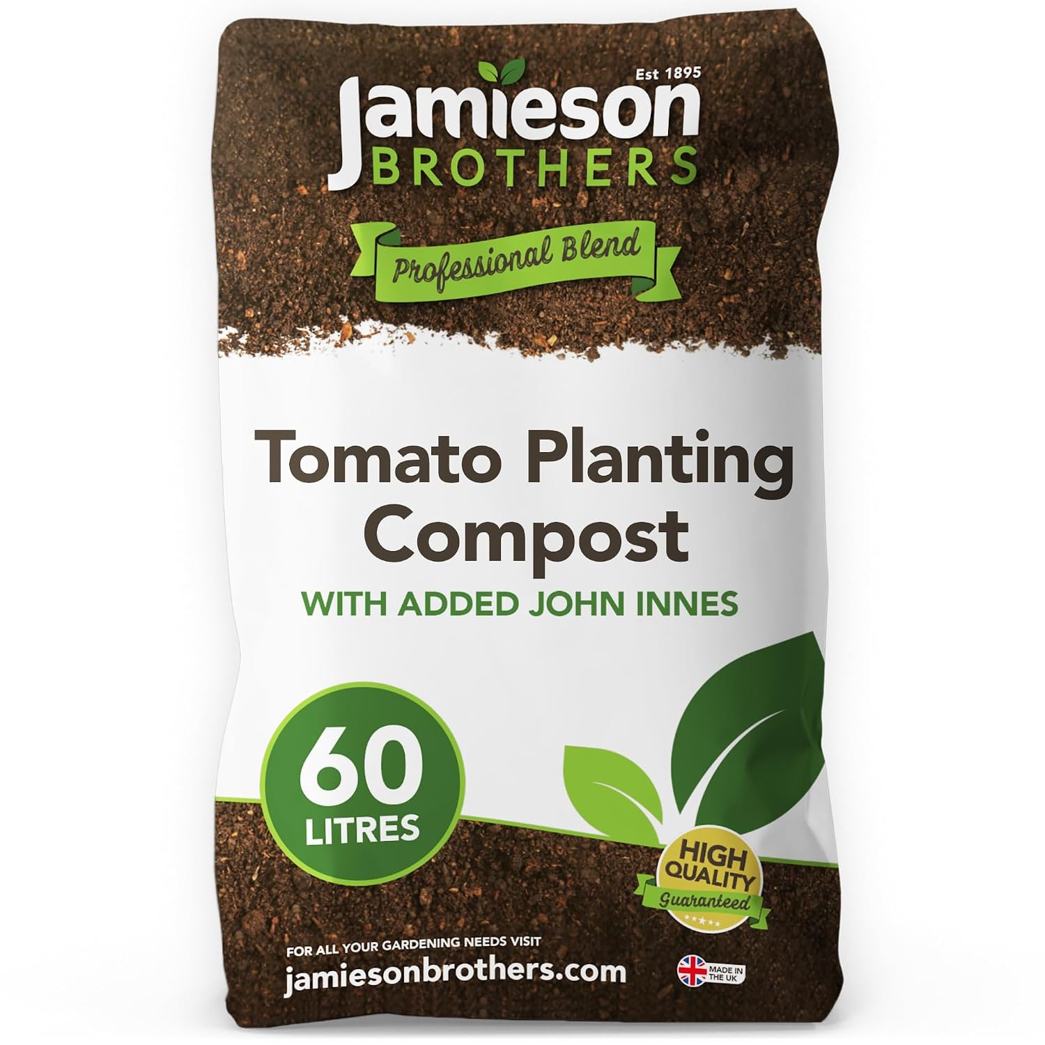 Tomato Compost Grow Bag with Added John Innes 60L - 6 months feed Professional Blend Soil by Jamieson Brothers