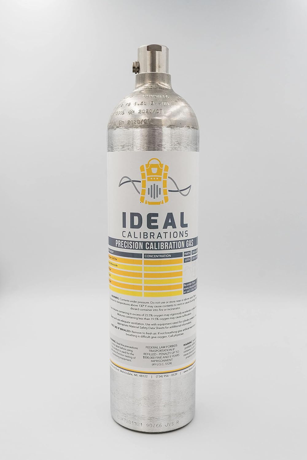 4-Gas Calibration Blend for Industrial Scientific MX6, M40, Ventis MX4 Gas Detection Monitors (116L)