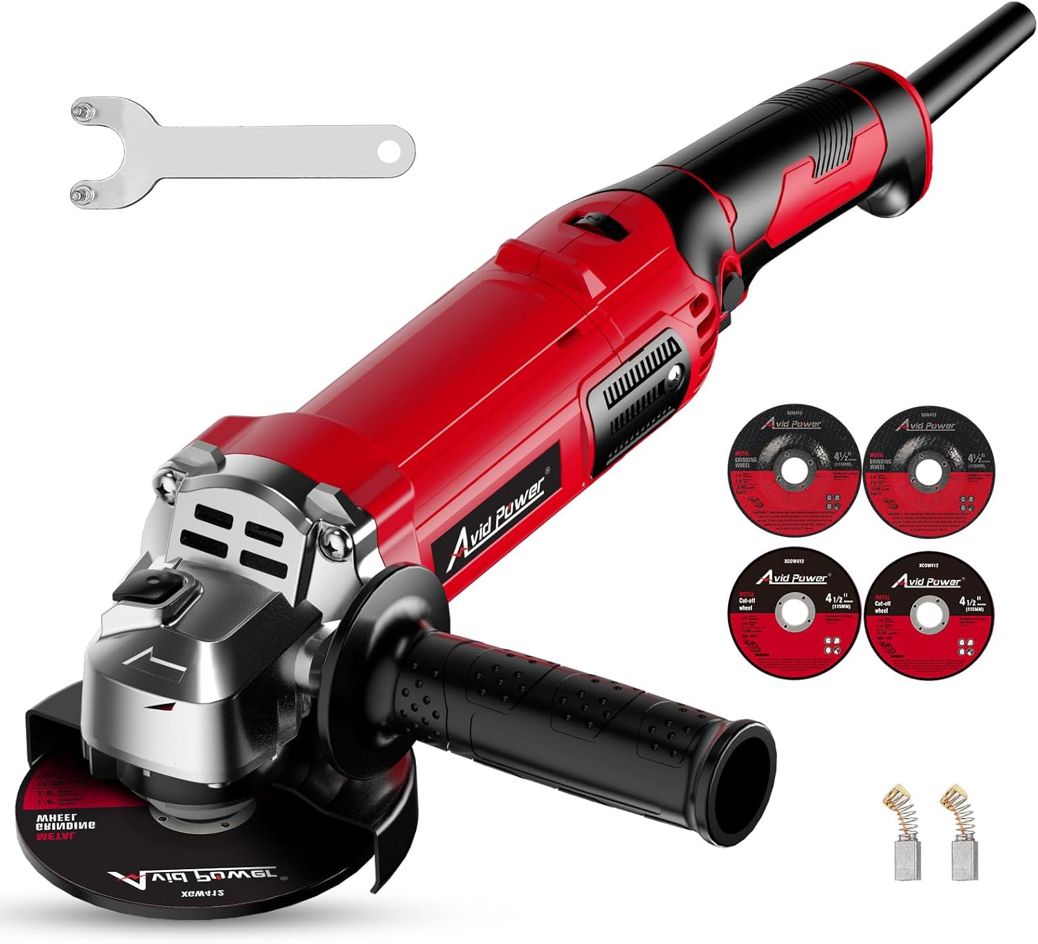 AVID POWER Angle Grinder 4-1/2" 8.0 Amp 1000W Electric Grinding Tool 7 Variable Speeds 11500RPM Paddle Switch with Lock Button Wheels: