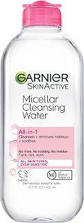 Garnier Micellar Water, Hydrating Facial Cleanser & Makeup Remover, Suitable for Sensitive Skin, Vegan, Cruelty Free, 13.5 Fl Oz (400mL), 1 Count