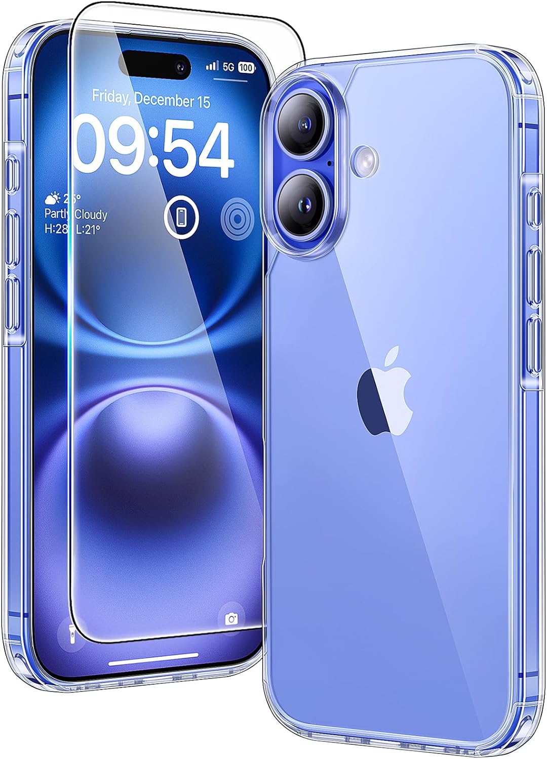TAURI only for iPhone 16 Case with HD Screen Protector, [Not-Yellowing] [15 FT Grade Protection] Shockproof Phone Case Designed for iPhone 16 6.1 Inch - Crystal Clear