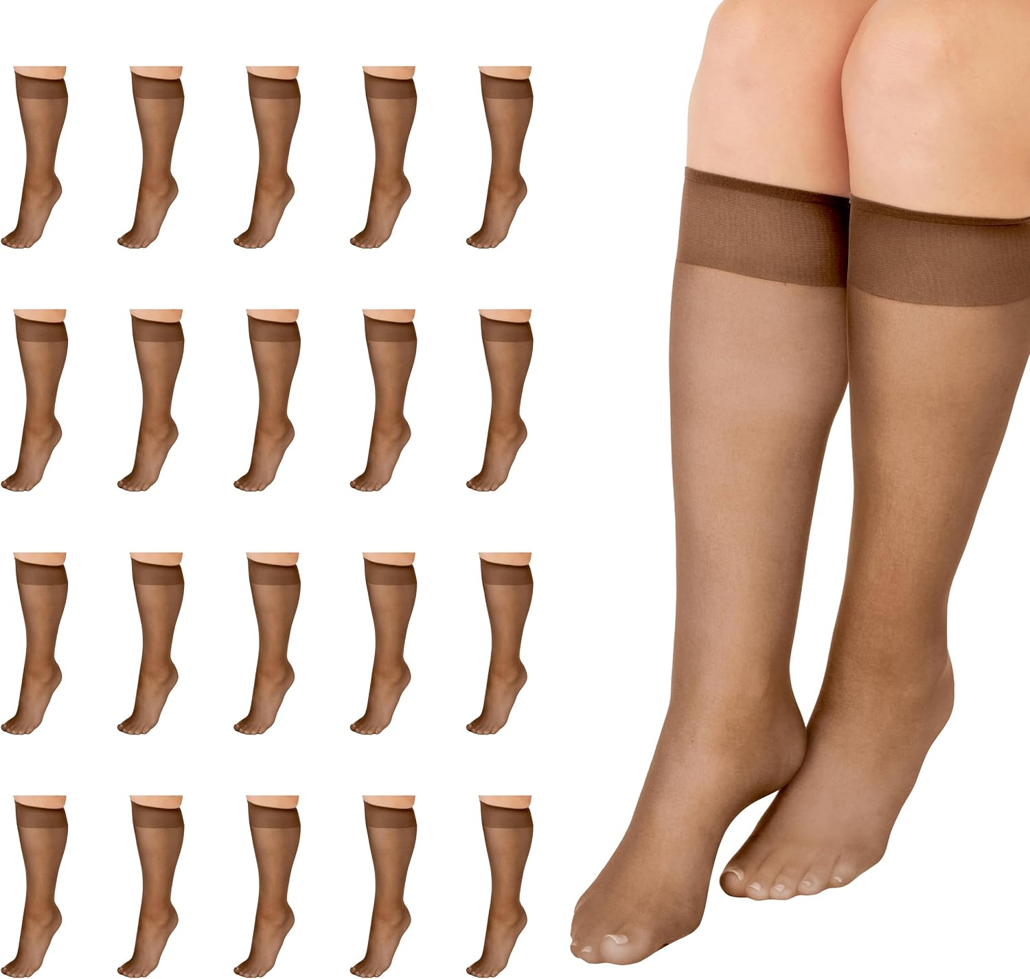 L'eggs Women's Everday Plus Size Knee High Sheer Toe Panty Hose