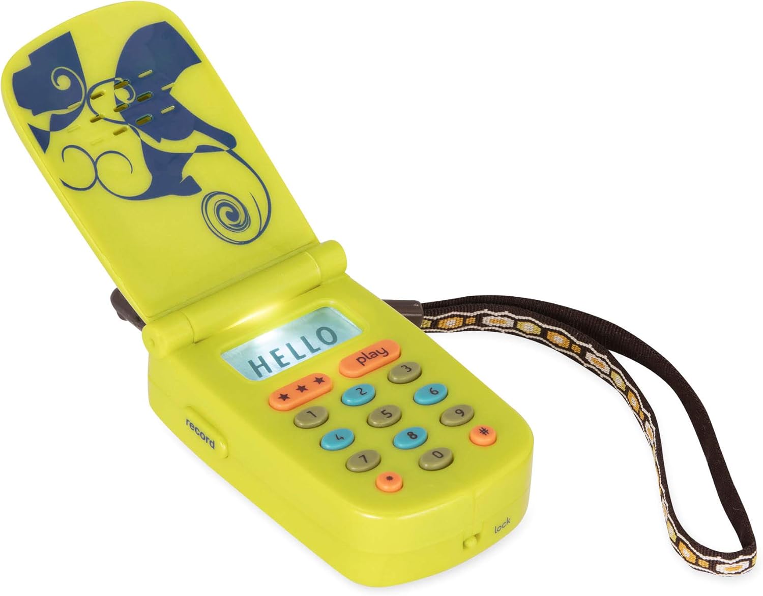 B. toys – Hellophone Lime – Interactive Pretend Toy Cellphone for Kids with Lights, Sounds, Tunes, Message Recording Function – Fun-Filled Educational Entertainment – 10+ Months