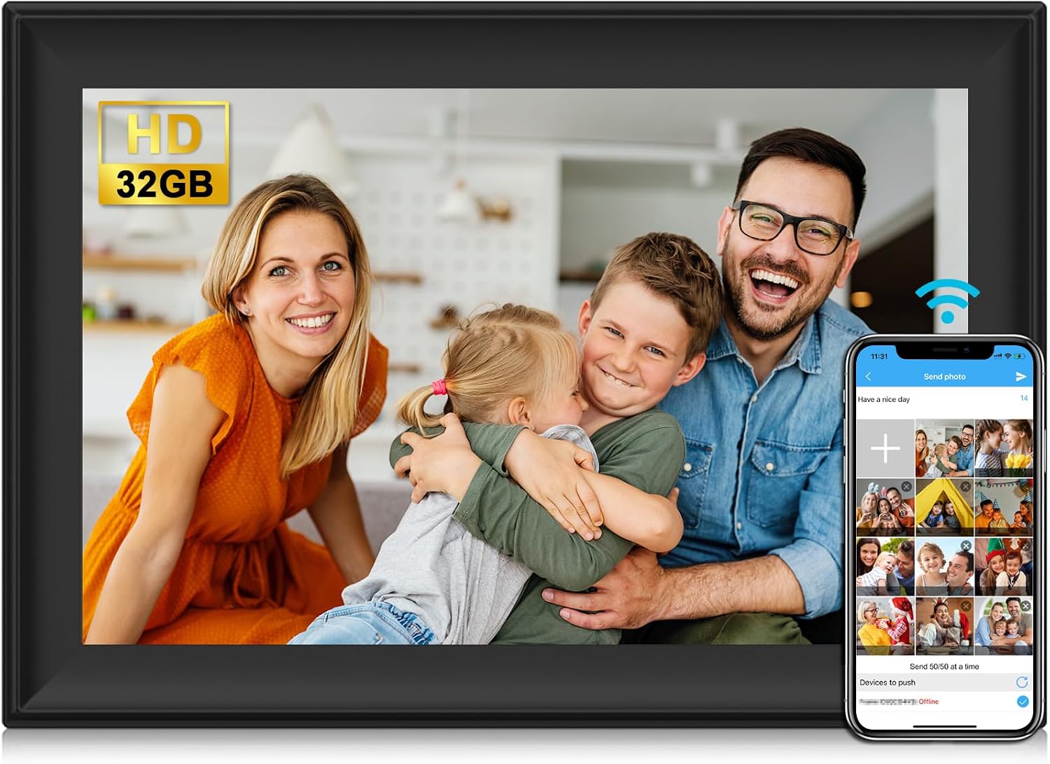 SSAWiFiFRAME Digital Picture Frame 10.1 inch Photo Frame with 50 Photos /200MB Video Sharing via Free APP 32 GB HD IPS Touchscreen, Gift for Grandparents, Parents (Birthday Christmas)
