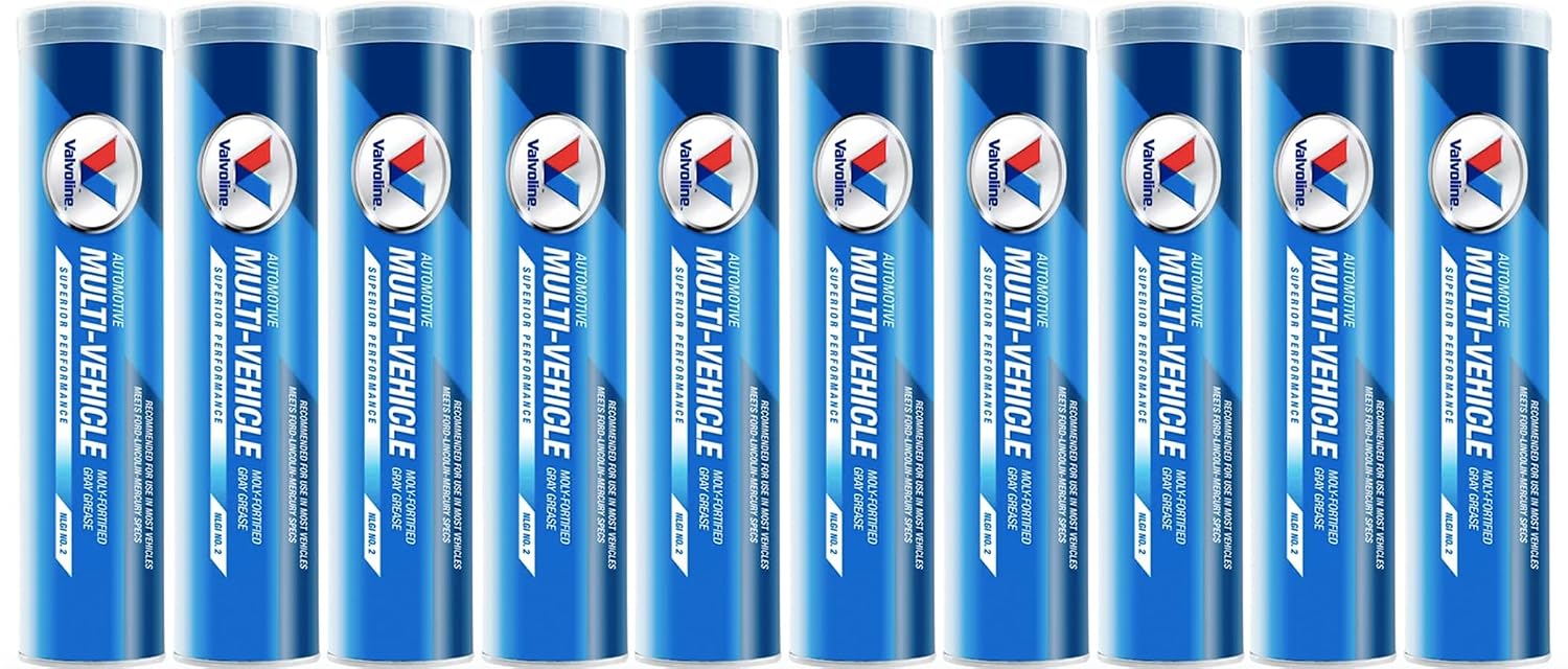 10 Pack Valvoline VV63310 Multi-Vehicle Moly-Fortified Gray Grease - 14.1 OZ Cartridge