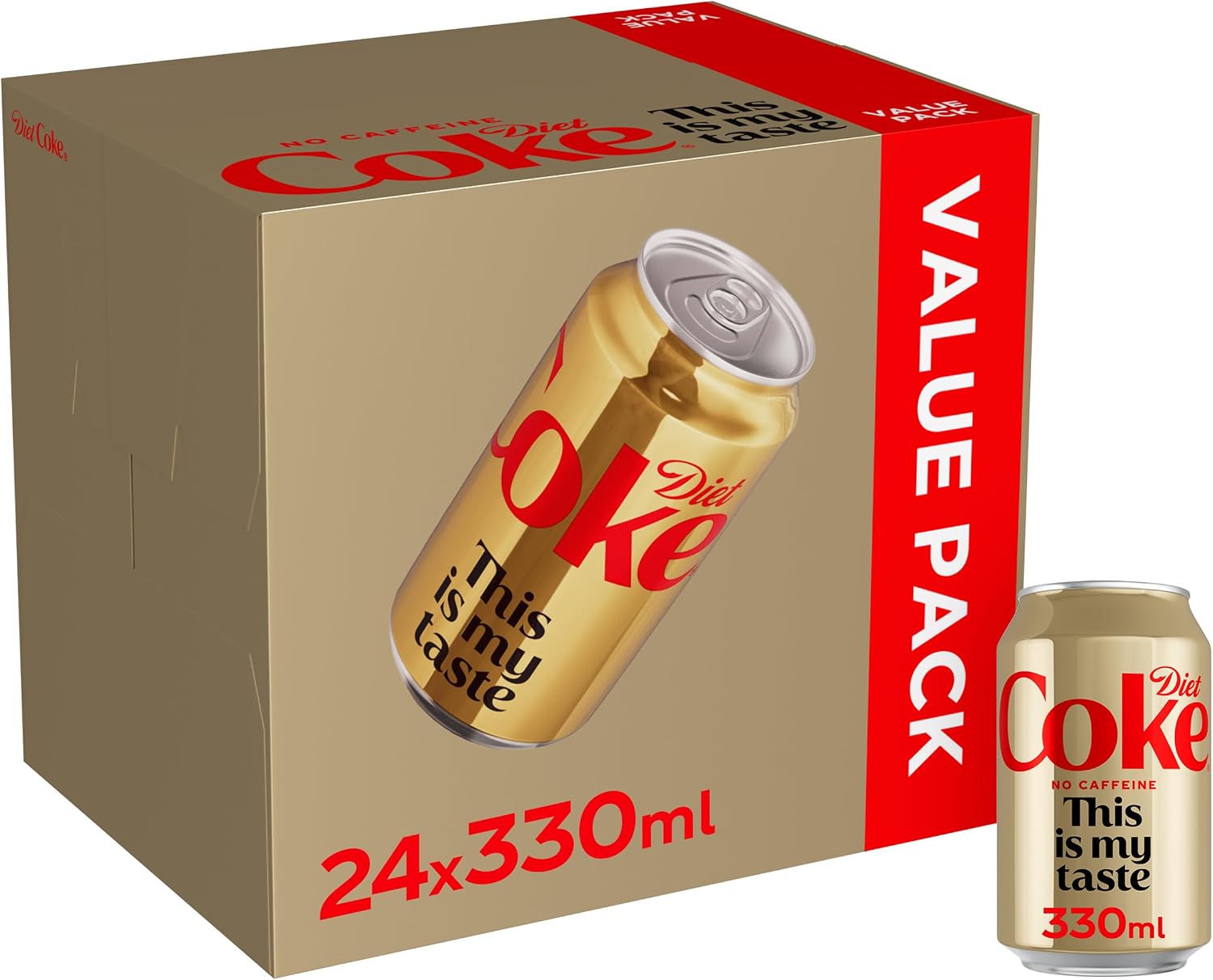 Diet Coke Caffeine Free Soft Drink Cans, 24 x 330 mL