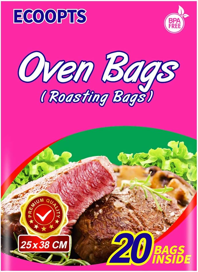 ECOOPTS Oven Bags Cooking Roasting Bags for Chicken Meat Ham Seafood Vegetable (250x380mm)