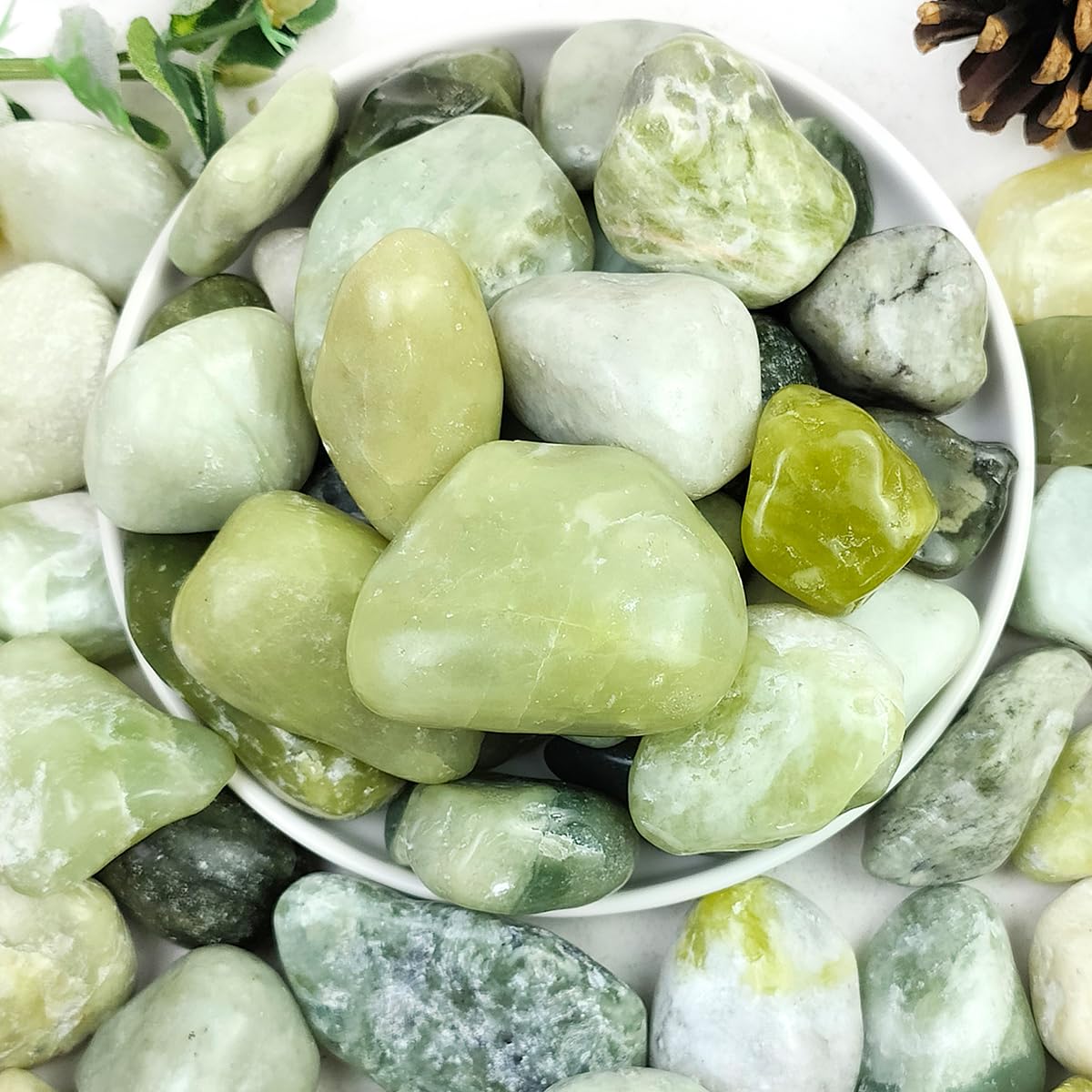 5lbs Jade Pebbles for Indoor Plants, 2-3 Inch Natural River Rocks | High Polished Outdoor Decorative Stones Vase Filler Fish Tank Aquariums Landscaping Garden Outdoor and Indoor DIY