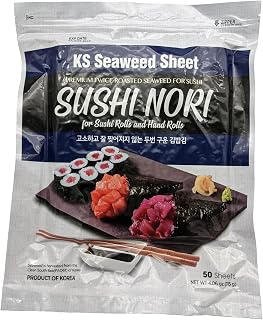 Twice Roasted Seaweed Sheets 7.50 in x 8.25 in (50 Sheets)