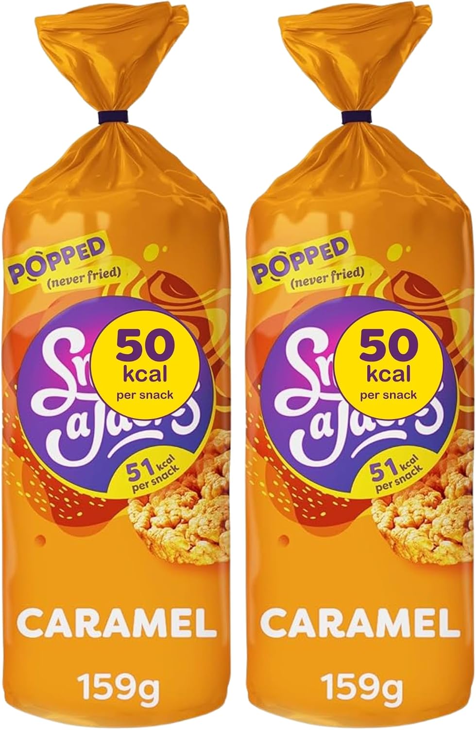Snacks Bundle with Snack A Jacks Jumbo Caramel Rice Cakes 159g (2 Pack)