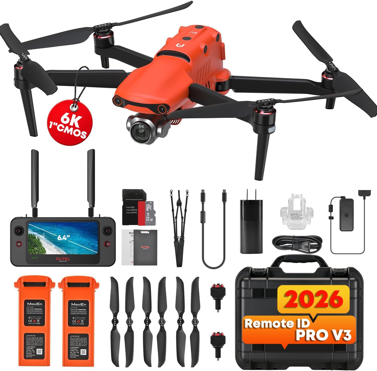 Autel Robotics EVO 2 PRO V3, 1" CMOS &12-Bit Image 6K HDR Video, ISO 44000