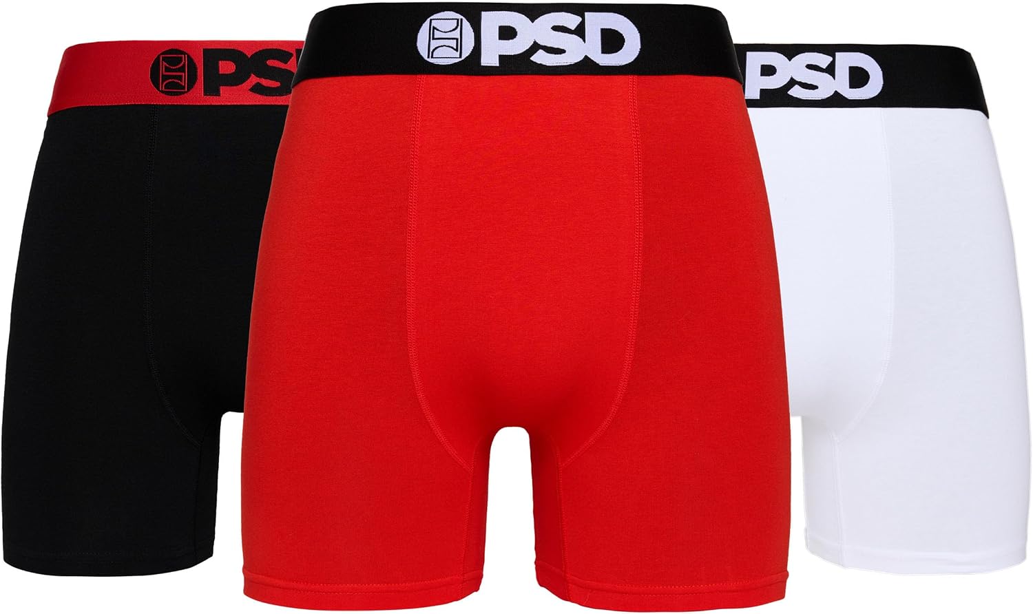 PSD Mens Underwear Mid Length Core Standard Boxer Briefs, Packs & Singles