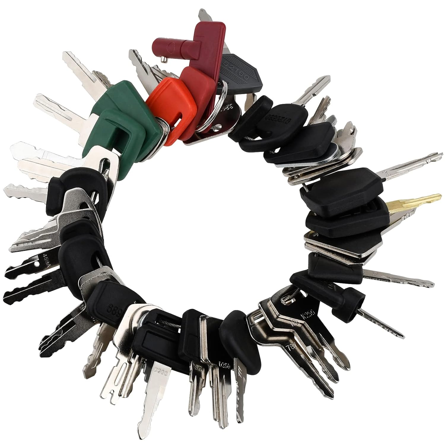 42 Heavy Equipment Keys Master Set, Machine Ignition Key for Cat Caterpillar John Deere Komatsu Volvo Bobcat Kubota JCB Case Hyster Yanmar Daewoo Takeuchi New Holland Construction Equipment