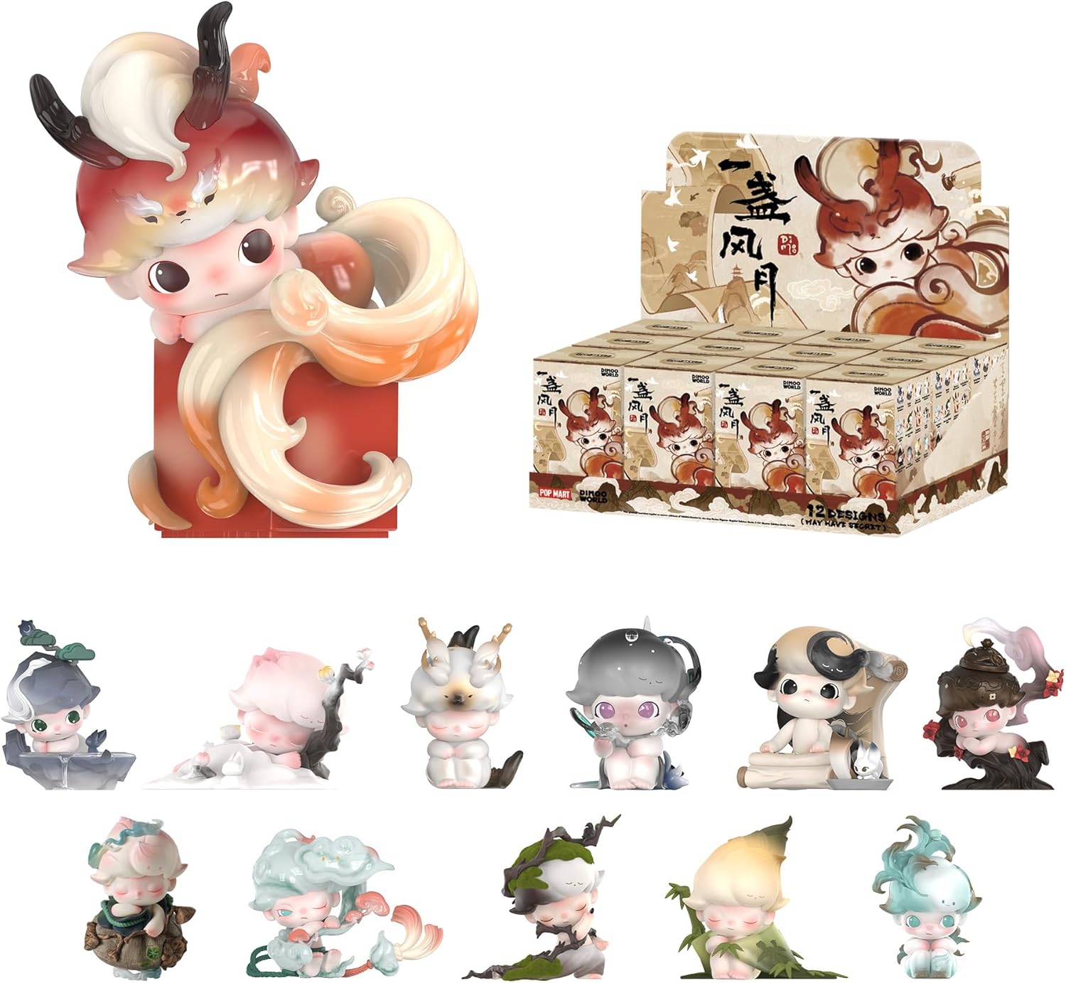 POP MART DIMOO Stories in The Cup Series Figures, 12PCs Blind Box Figures, Random Design Action Figures Collectible Toys Home Decorations, Holiday Birthday Gifts, Whole Set
