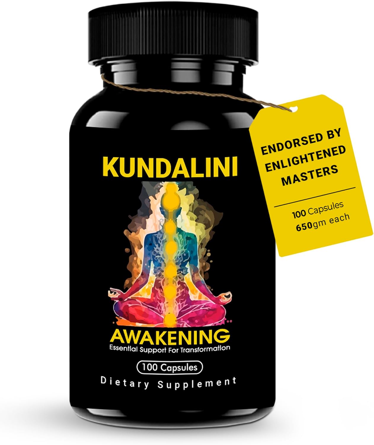 Kundalini Awakening Herbal Supplement – Ayurvedic Herbal Blend with Ashwagandha, Bacopa, Tulsi, and Haritaki – Supports Spiritual Growth, Chakra Activation, Meditation, & Higher Consciousness.