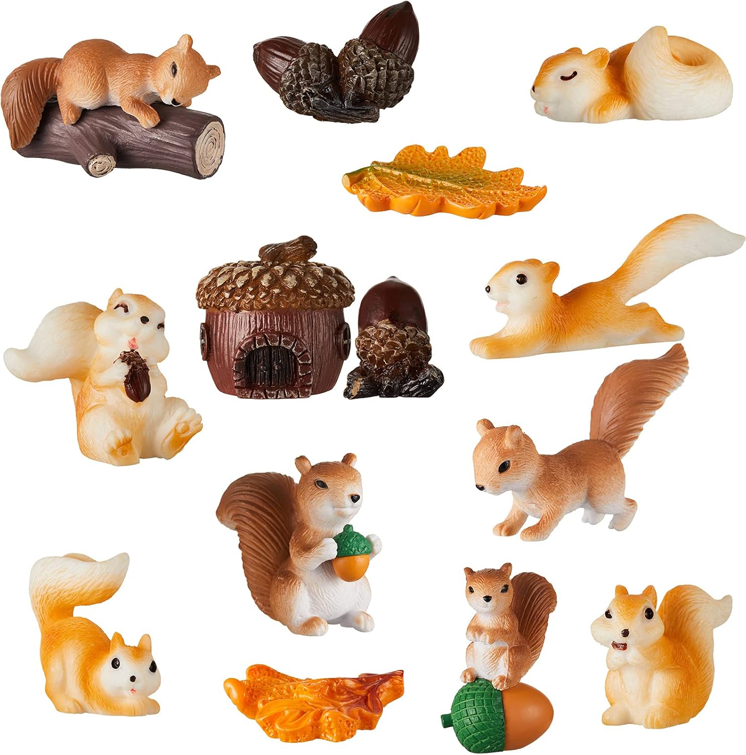 Maitys 14 Pcs Miniature Squirrel Fall Christmas Mini Figurine Garden Accessories Tiny Resin Squirrel Fairy Plastic Miniature Things Figurines for Outdoor Landscape Garden Lawn Pot DIY Cake Decorations