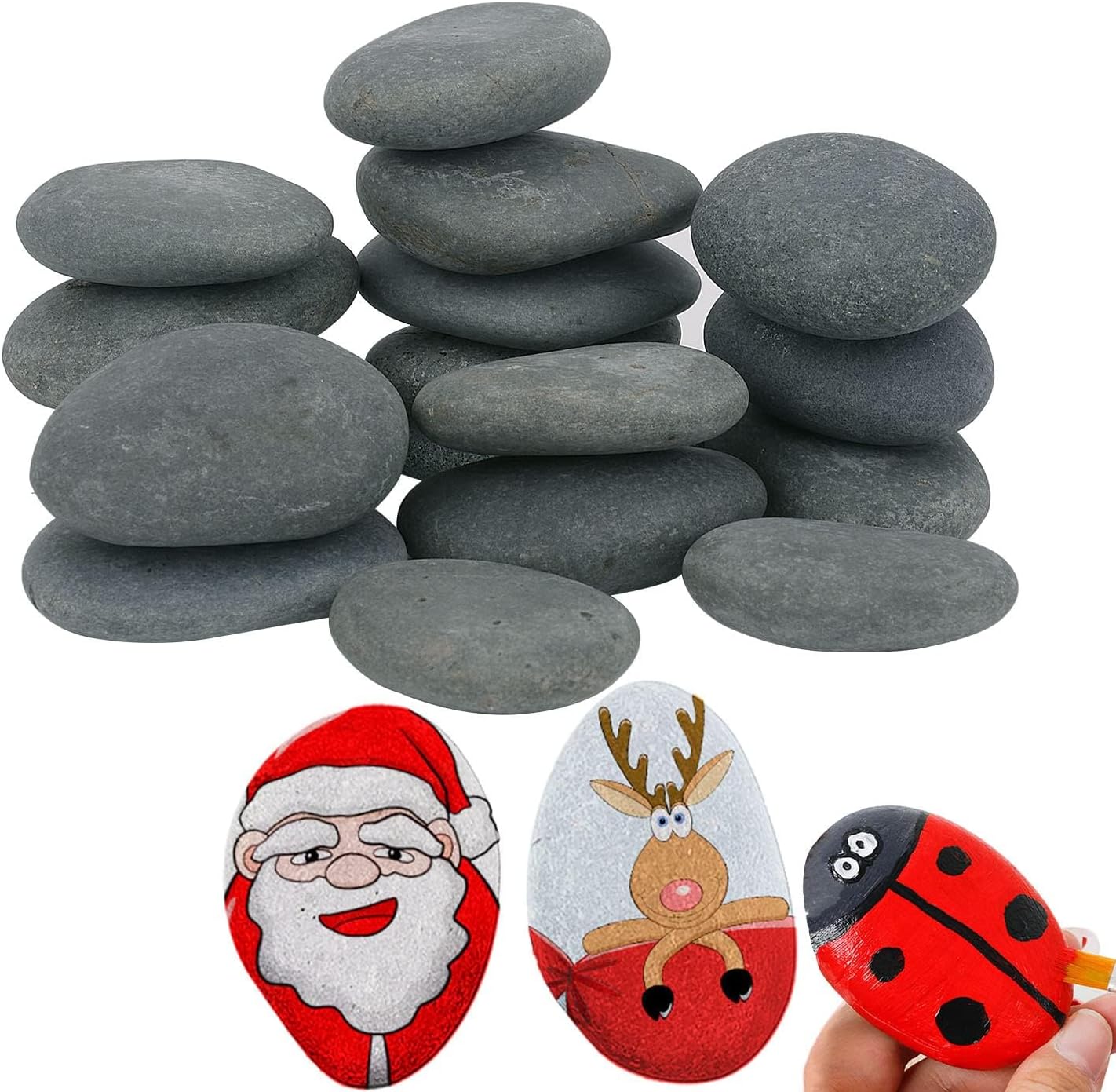 Hisredsun 16 Pcs Painting Rock,5-8cm pebbles for Arts and Craft Painting,Smooth Large Pebbles for painting,Natural river Stone