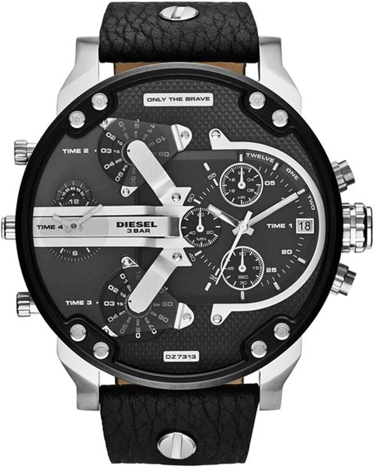 Diesel Mr. Daddy Watch for Men, Quartz Multifunctional Movement with Leather, Synthetic or Silicone Strap