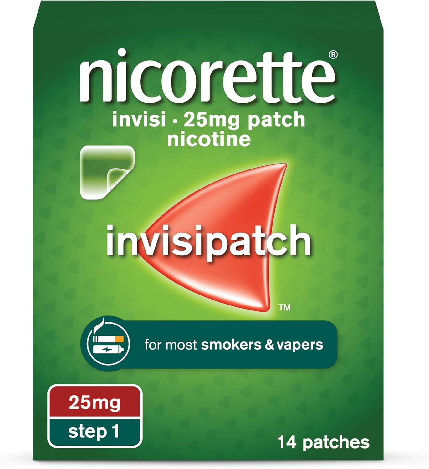 Nicorette Step 1 Invisi 25mg Patch Nicotine 14 Patches (Stop Smoking Aid)