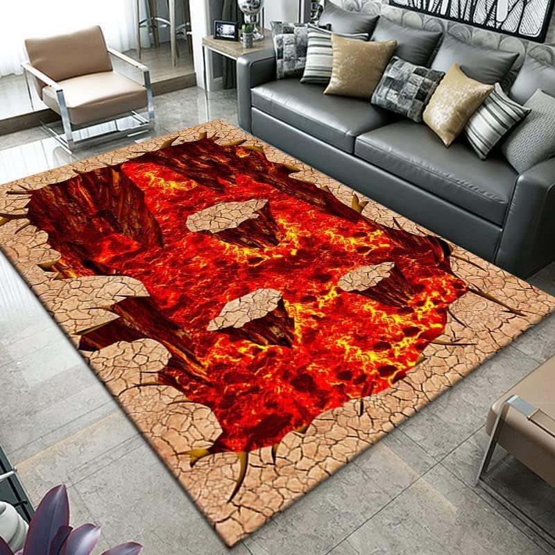 RSDSA Carpet, 3D Hot Lava for Living Room Bedroom Carpet, Kids Room Carpet,60 * 90cm