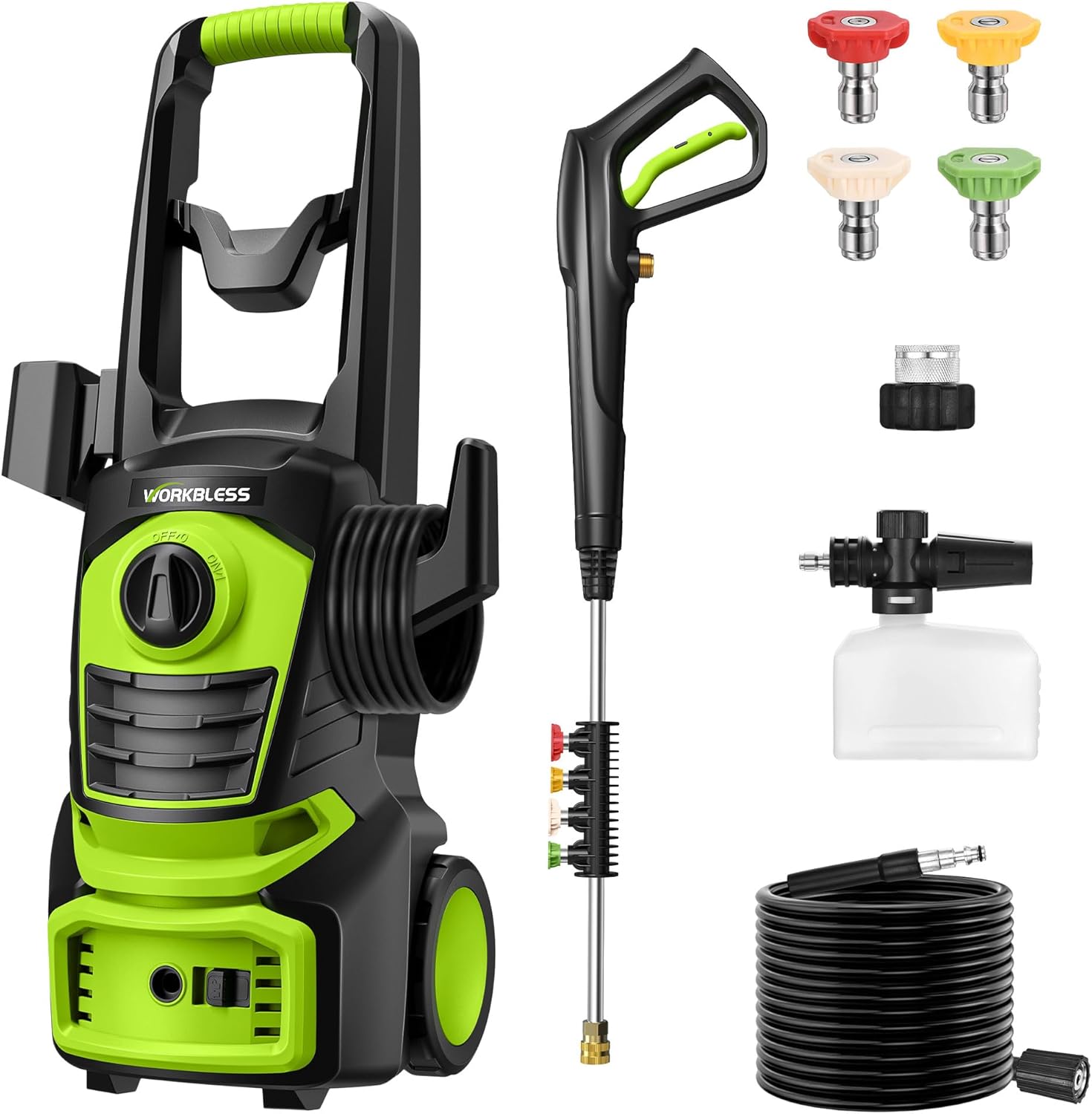 Electric Pressure Washer, 4800PSI 3.0 GPM Power Washer with 4 Quick Connect Nozzles, 400ml Foam Cannon Electric Power Washer Cleaning for Cars, Home, Driveways, Fences, Patios