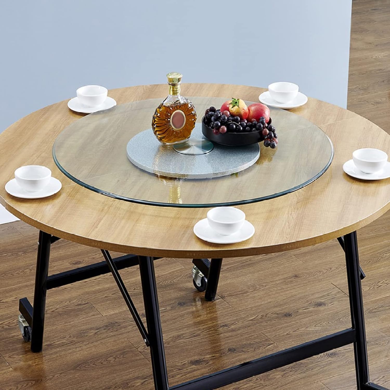Rotating Turntable Round Glass Lazy Susan 60-120 cm Rotating Tray for Kitchen Dining Table Serving Plate Large Silent Tabletop Organizer Spices storage 300KG Bearing for Banquets Party ( Size : 50cm/2