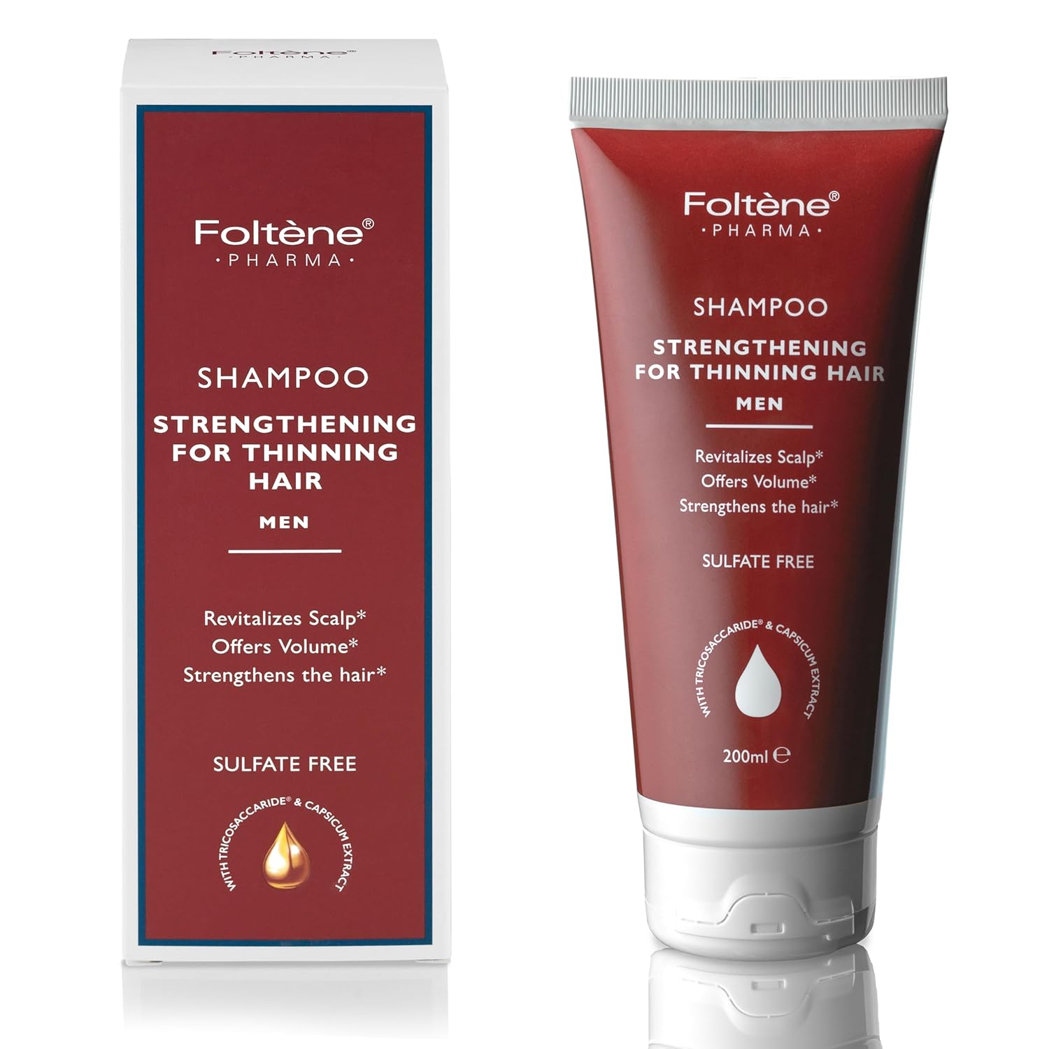 FOLTENE Shampoo for Men – Strengthening Formula to Reduce Thinning, Boost Volume, and Enhance Hair Health – Thickening, Silicone & Sulfate-Free Solution for Fuller Strands (6.76 fl. oz.)
