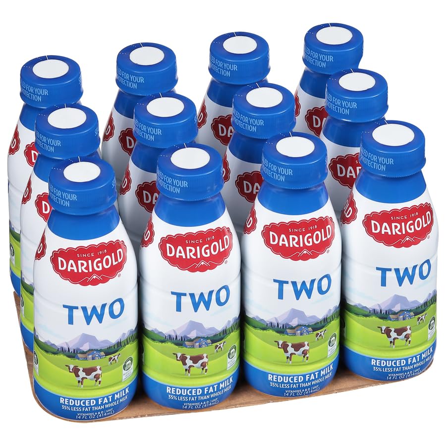 Darigold Milk 2 Percent, Reduced Fat Shelf Stable Milk with 12 Essential Nutrients, 15g Protein, rsBT Free - 14oz, 12 Pack (Two Percent)
