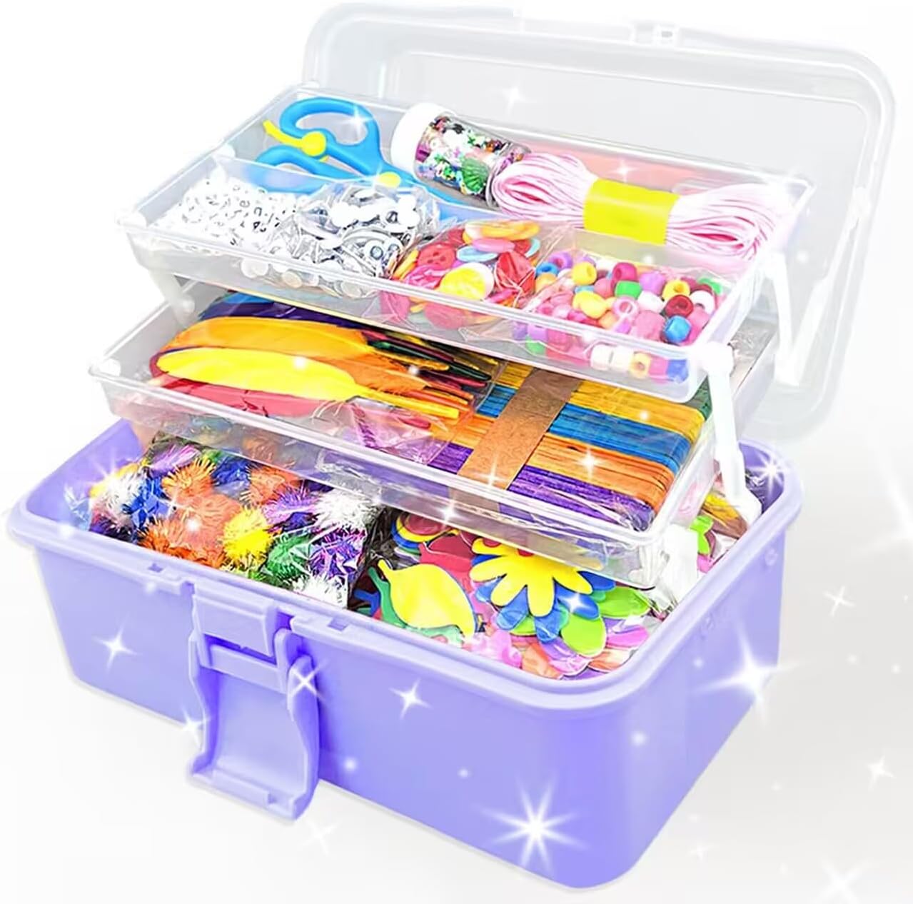 3000Pcs Arts and Crafts Supplies for Kids Crafts for Girls 8-12 Craft Kit with Pipe Cleaners Beads Crafts for Kids DIY School Supplies Set Crafting Box for Girls Boys Age 4-6, 6-8, 8-12 years Gifts