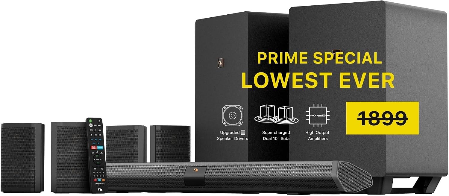 Nakamichi Shockwafe 9.2.4 Dolby Atmos/DTSX Surround Soundbar, Dual 10" Subs