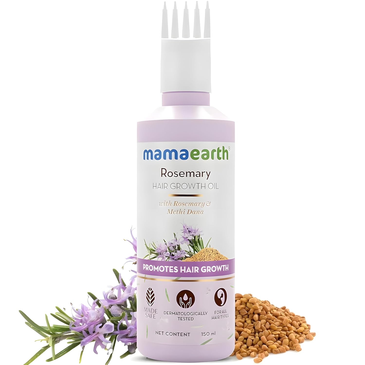 Mamaearth Rosemary Hair Oil for Hair Growth & Hair Fall Control with Fenugreek Seed | Strengthens Roots, Non-Sticky & Natural Scalp Oil for Men & Women | 150ml (5.07 Fl Oz)