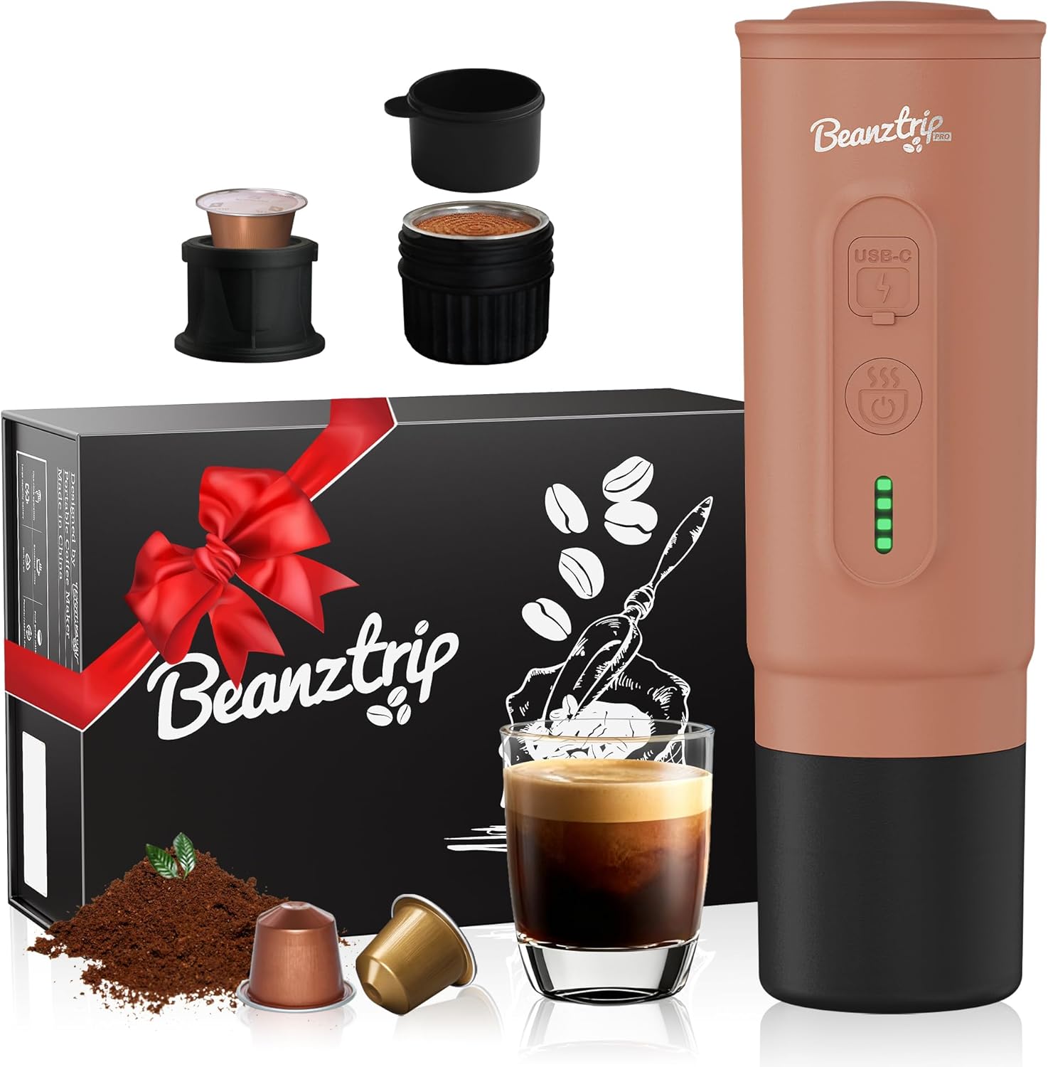 H02 PRO Portable Espresso Maker, Mini Electric Coffee Maker Compatible with Ground Coffee & NS Capsule, Thanksgiving Gift, 20 Bar Travel Espresso Machine with Self-Heating for Camping, RV