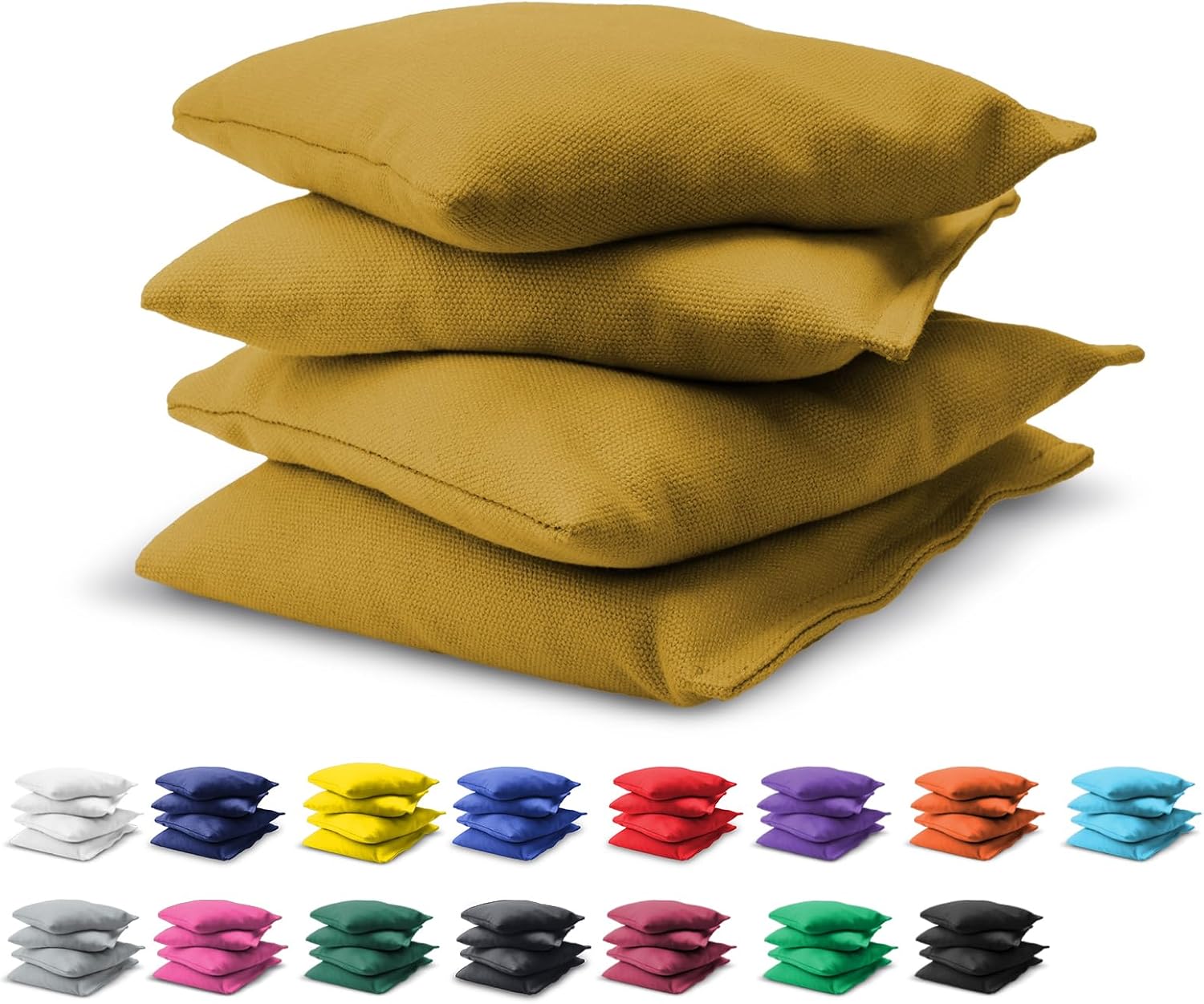 GoSports Official Regulation Cornhole Bean Bags Set (4 All Weather Bags) - 16 Colors Available - Gold