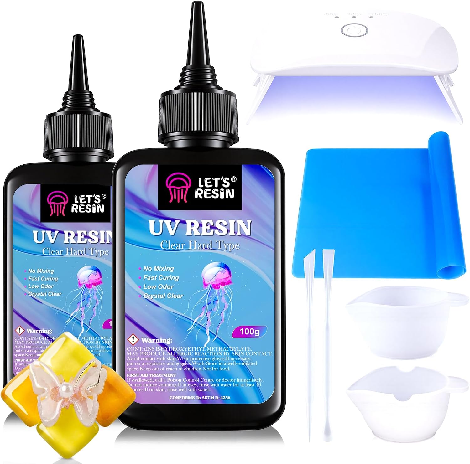 LET'S RESIN UV Resin with Light, Upgraded 200g Starter Kit for Jewelry