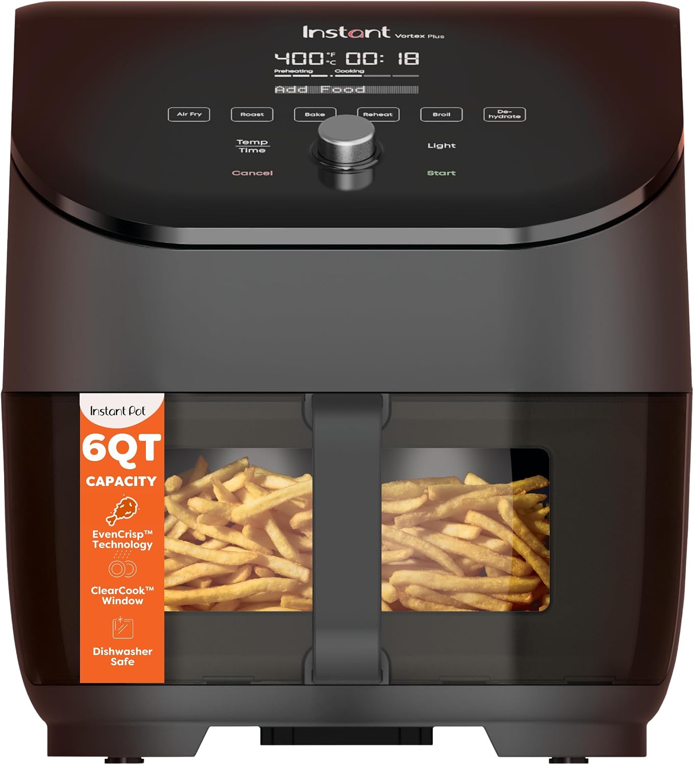 Instant Pot Vortex Plus ClearCook 6 Qt 6-in-1 Air Fryer, Black