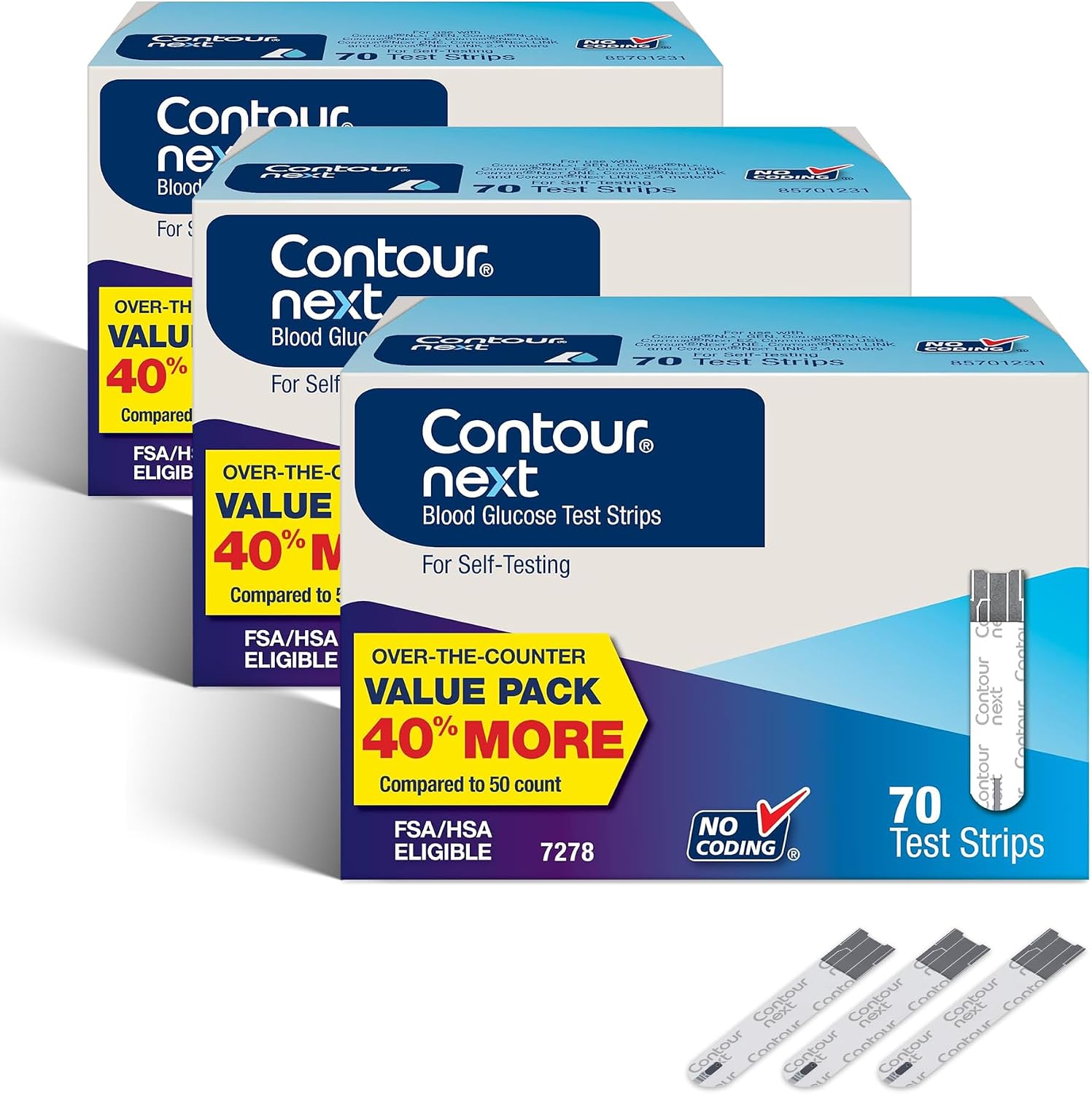 Ascensia Contour Next Blood Glucose Diabetes Test Strips 210 Count (3x70ct)