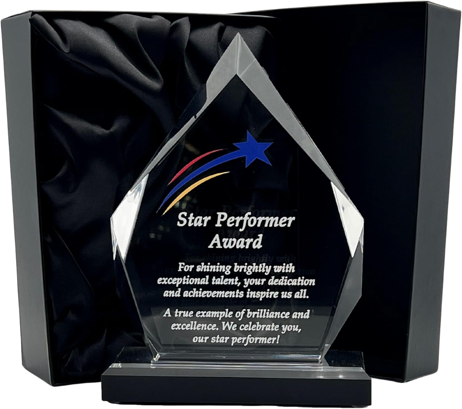 Honor Success in Style with one of Our Various Premium 7.25" Acrylic Trophy Awards Each Featuring a Distinct Sentiment Perfect for Honoring Those who Truly Stand Out
