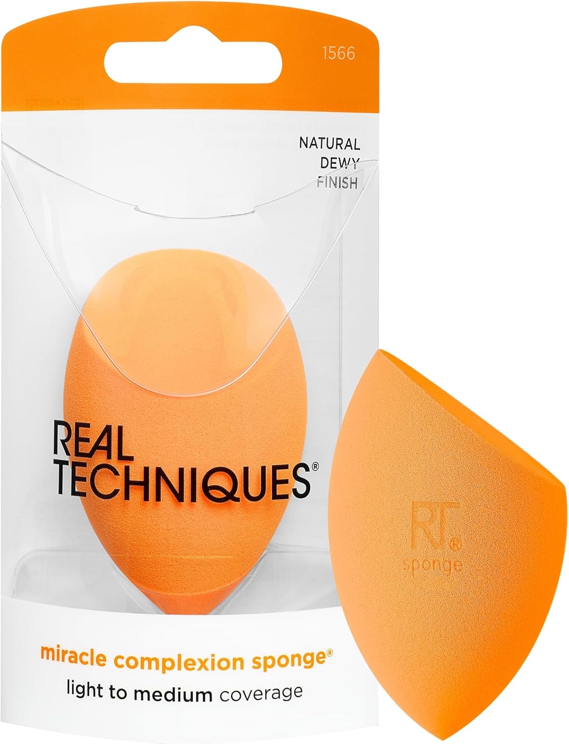 Real Techniques Miracle Complexion Sponge for Liquid & Cream Makeup, 3-Point Design for Seamless Application, Streak-Free Natural Dewy Finish, Latex-Free, Cruelty-Free, Vegan, Easy to Clean, 1 Count