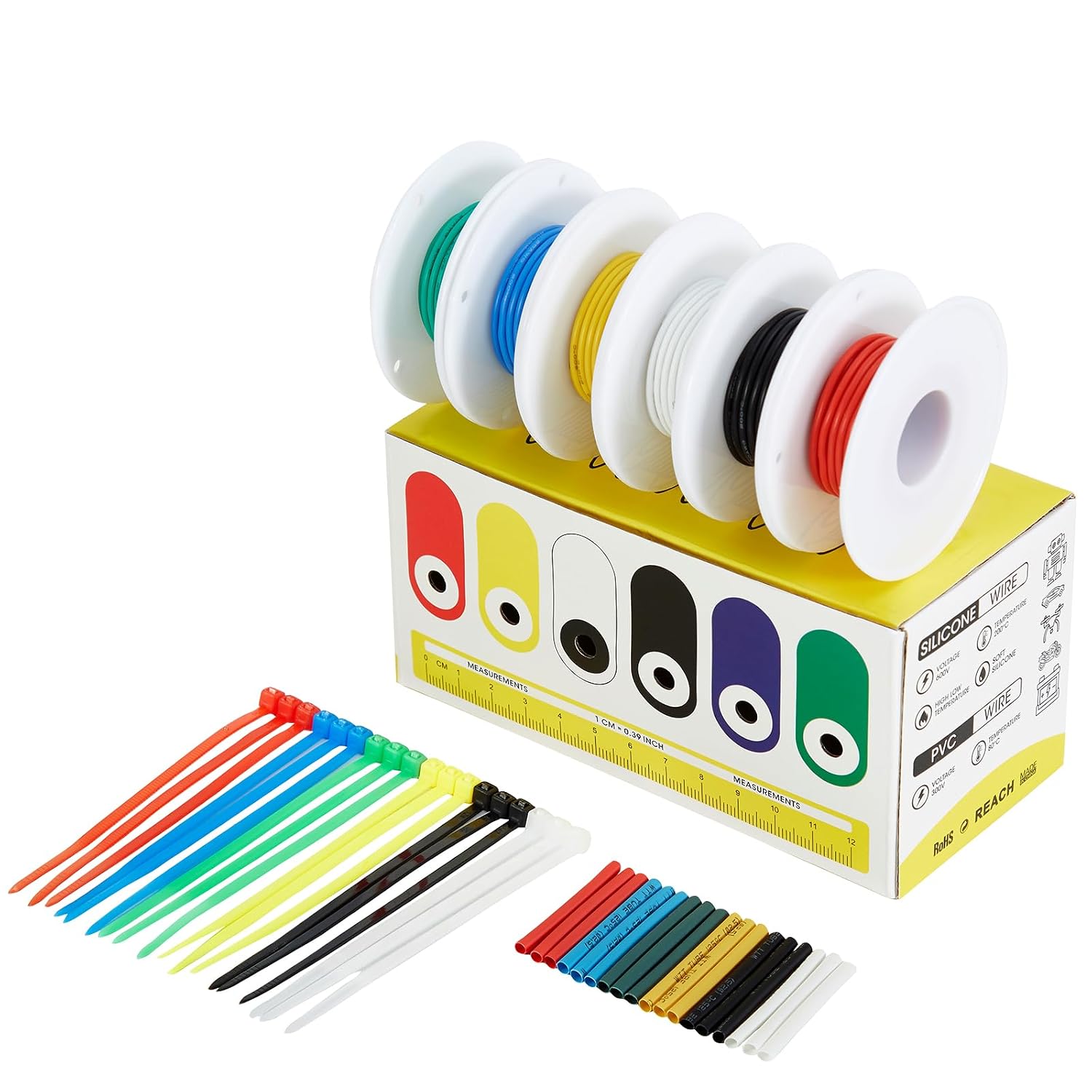 Wire,Flexible Electrical Wire,Automotive Wire,20 Gauge Wire,Electric Wire Rubber Insulated,Wires,Wire Kit 6 Colored 10ft/3m Each,20 Awg Wire,Hook Up Silicone Wire,Tinned Copper Wire Spool,Wiring