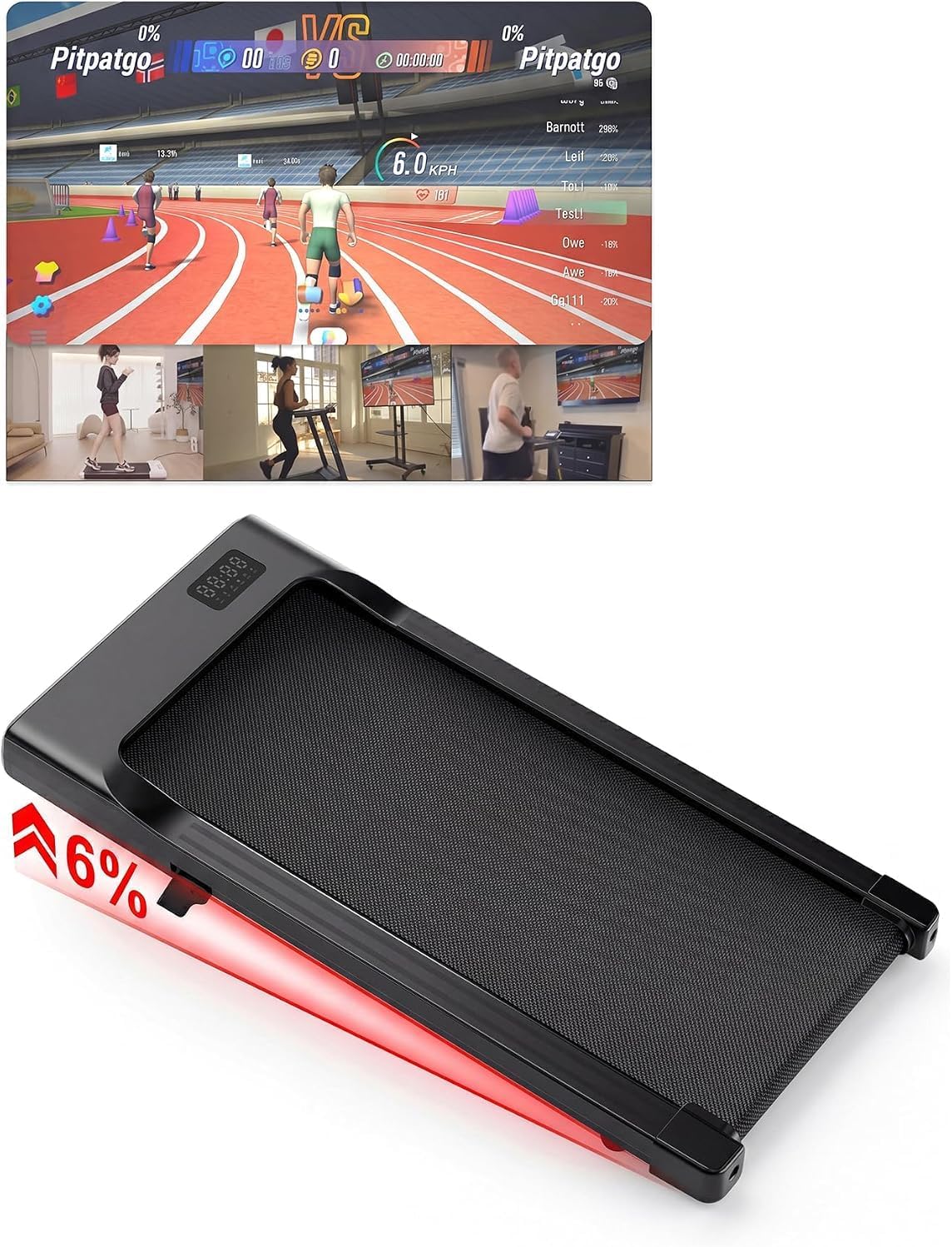 Superun Walking Pad Raceable 6% Incline 6/12km/h Under Desk Treadmill | 2.5HP Foldable Treadmill with HIIT & MIIT Programs APP Control 136KG Walking Machine, UK Stock Fast Door to Door Delivery