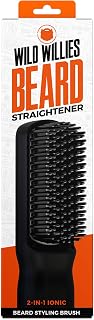 Wild Willies Beard Straightener for Men - 3 Temperature Settings, Tourmaline Ceramic Heated Beard Brush & Hot Comb - Portable, Ionic Technology, Coarse & Curly Hair, 400F - Grooming Tool