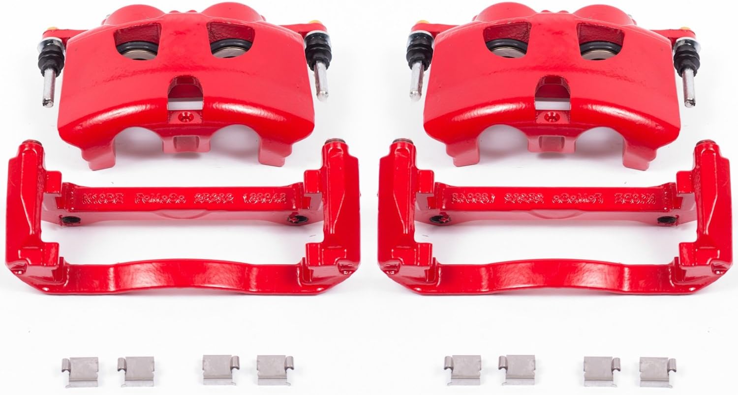 PowerStop Front Red Powder Coated Brake Caliper Pair for Ford F-150 2012-20 - High-Temp Brake Caliper Upgrade, S5404
