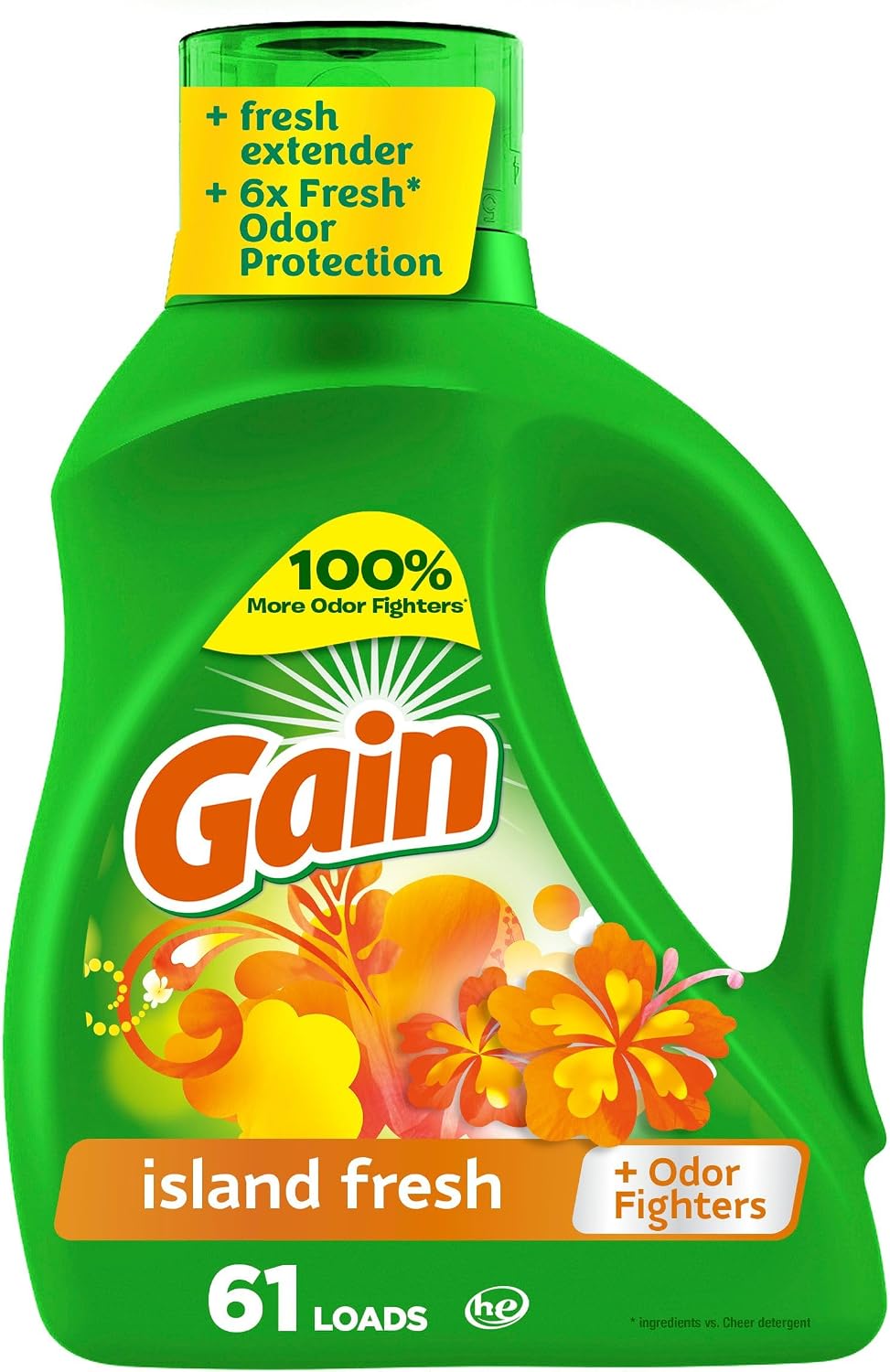 Gain + Aroma Boost Liquid Laundry Detergent, Island Fresh Scent, 61 Loads, 88 oz, HE Compatible