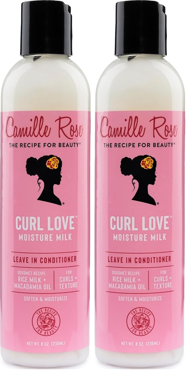 Camille Rose Leave-In Conditioner,Curl Love Moisture Milk – Curly Hair Moisture,Detangler,Frizz Control,8 Fl Oz,(Pack of 2)
