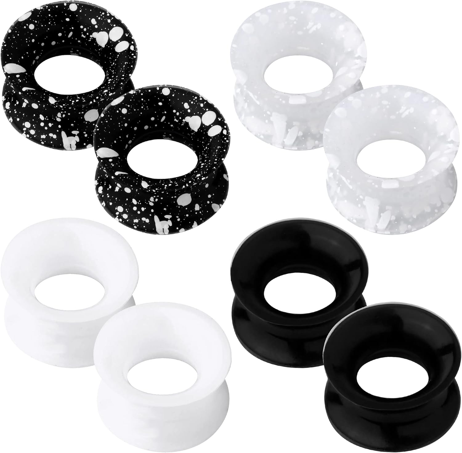 OUFER 8PCS Silicone Ear Gauges Flexible Ear Tunnels Plugs Stretchers Expander Double Flared Flesh Ear Piercing Jewelry for Women Men