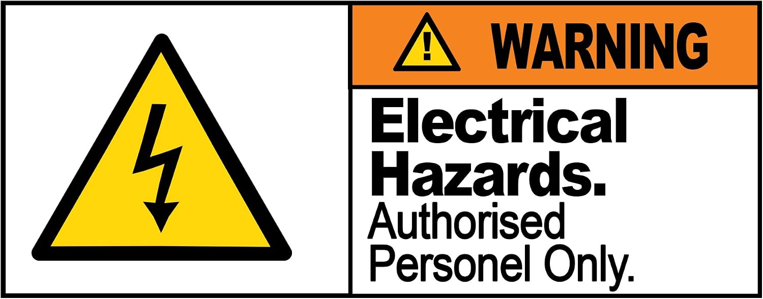 2 x WARNING - ELECTRICAL HAZARD - Warning Sign Removable Self Adhesive Waterproof Durable Vinyl Label Sticker 225mm x 106mm
