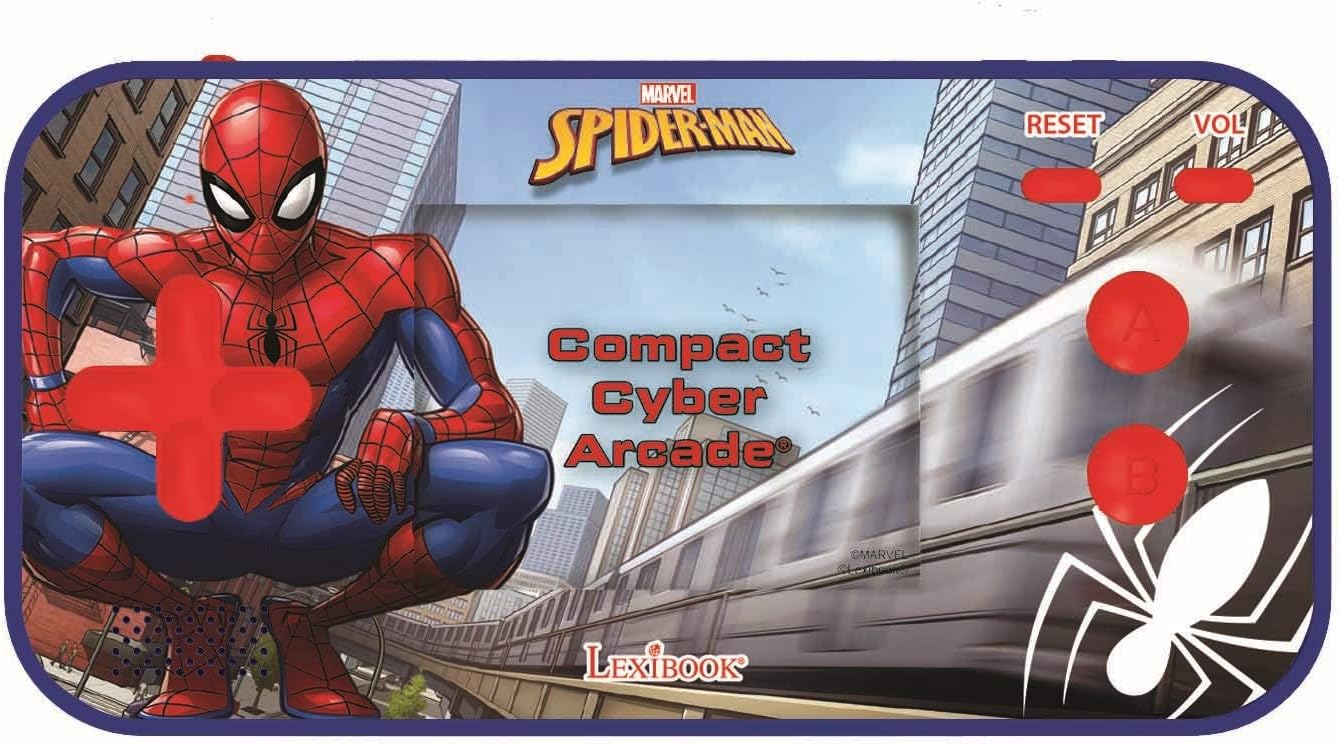 Lexibook, Spider-Man, Compact Cyber Arcade, Portable Console, 150 Games, LCD Colour Screen, Battery Operated, Blue/red, JL2367SP