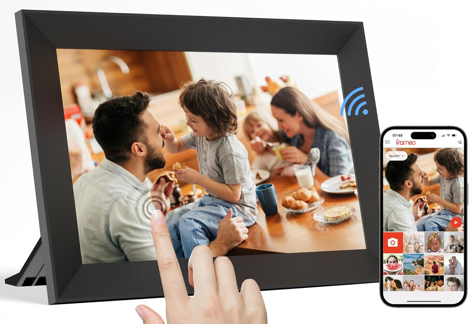 Frameo 10.1 Inch WiFi Digital Photo Frame, 1280 x 800 HD IPS Touch Screen, 32GB Memory, Auto Rotate, Wall Mountable Share Moments Instantly via Frameo App from Anywhere