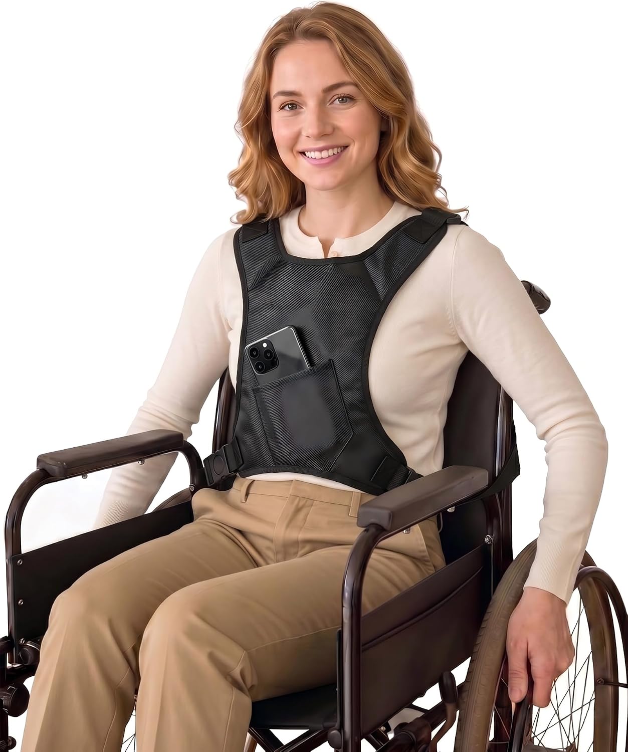 Wheelchair Seatbelt for Seniors Adults(Black, Slant Pocket)